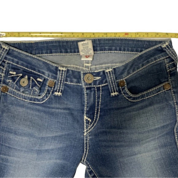 Authentic True Religion Joey Big T Flair Leg Women’s 32x29 Blue Jeans Low Rise - Picture 9 of 12